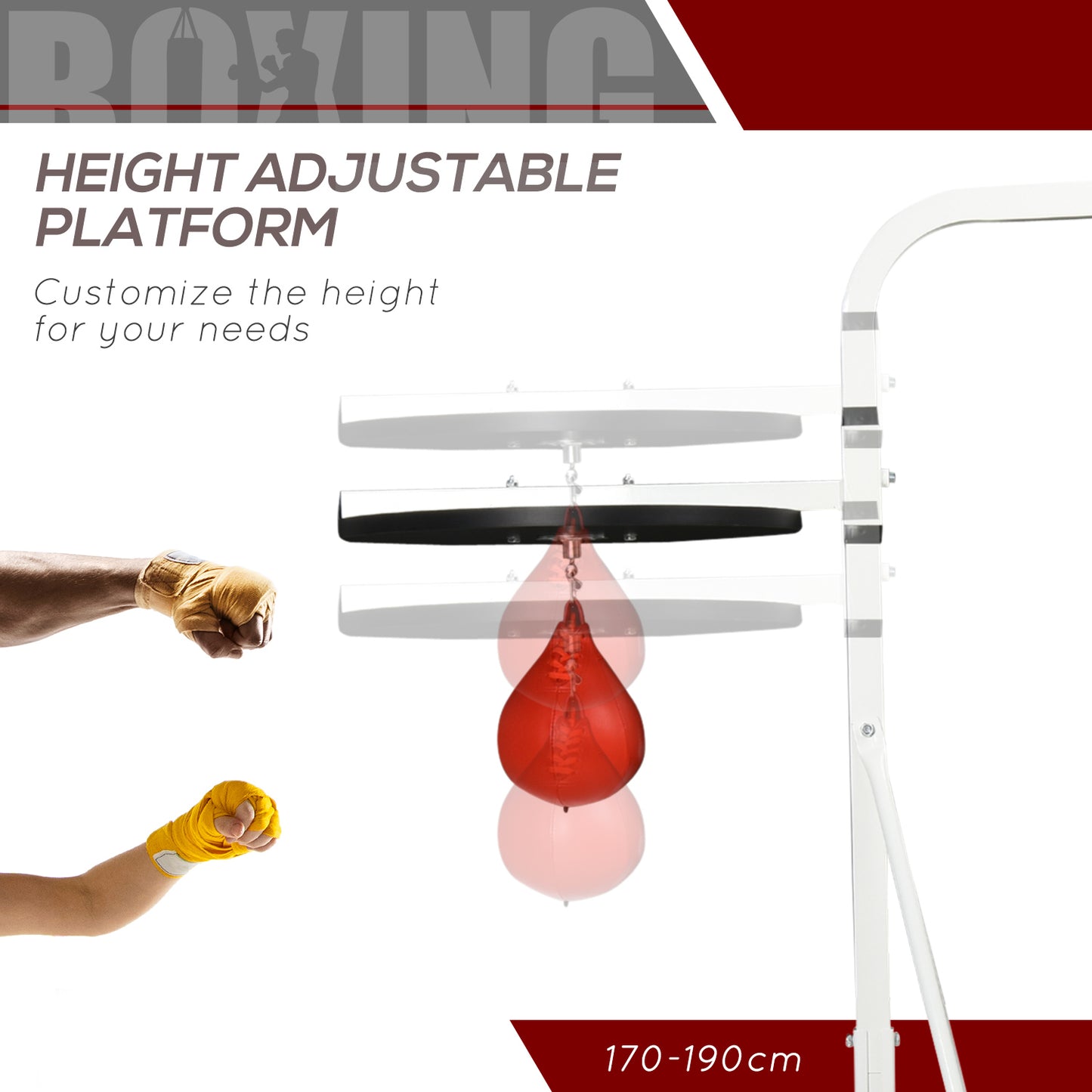 Adjustable Height Heavy Bag Stand with Weighted Base and Speed Bag
