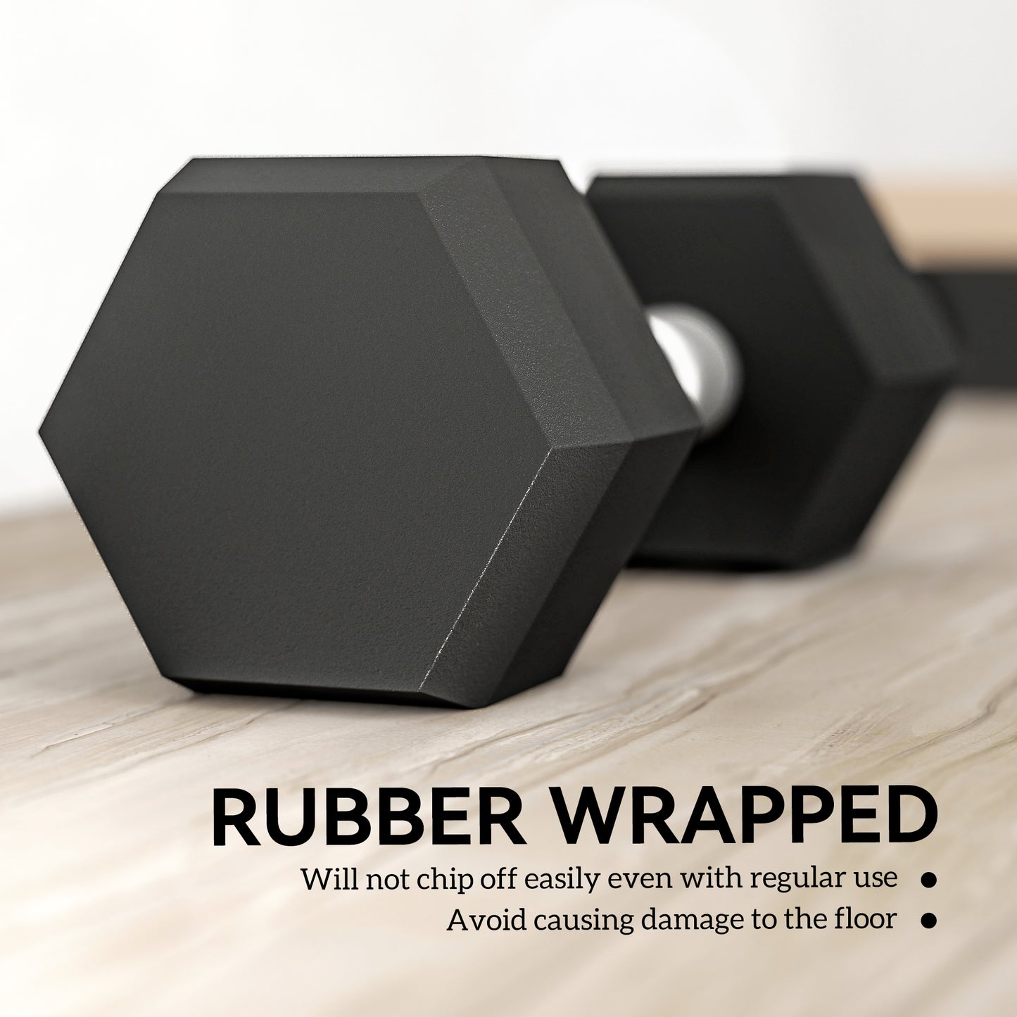 2x6kg Hex Dumbbells Set Rubber Dumbbells