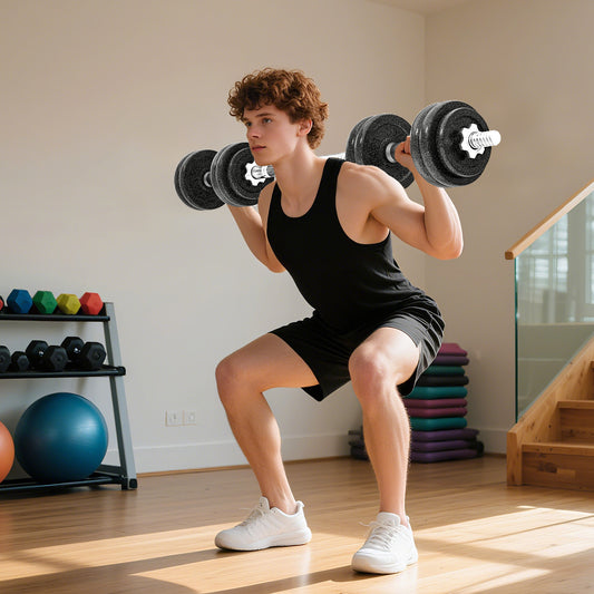 2-in-1 Adjustable Dumbbells Set, 30kg Weights Dumbbells