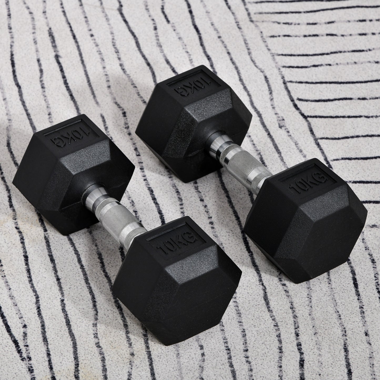 2x10kg Hex Dumbbells Set Rubber Dumbbells