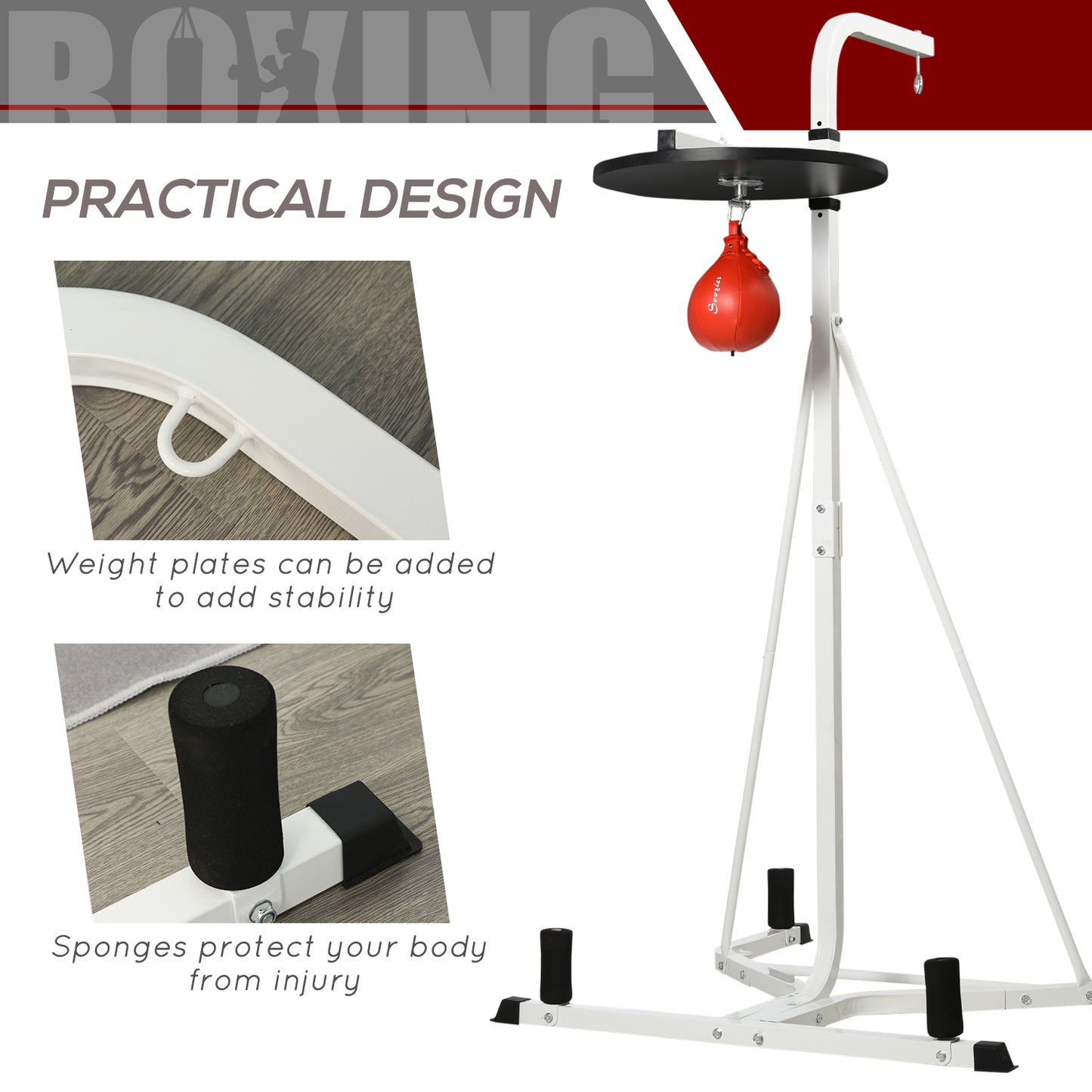 Adjustable Height Heavy Bag Stand with Weighted Base and Speed Bag