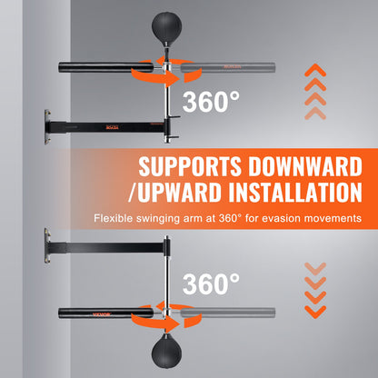 Box-Spinning-Bar Zur Wandmontage, Spinning-Bar Mit Punchingball, Verstellbarer Box-Geschwindigkeitstrainer, Reflex-Boxstange Mit Handschuhen, Box-Trainingsgerät Für Kickboxen, MMA, Fitness