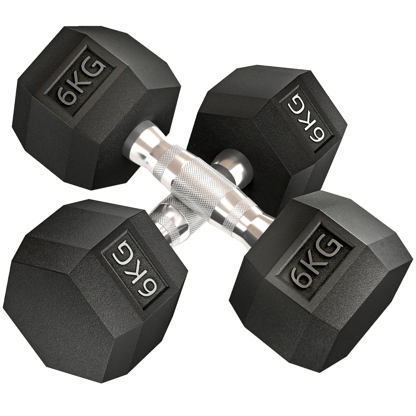 2x6kg Hex Dumbbells Set Rubber Dumbbells