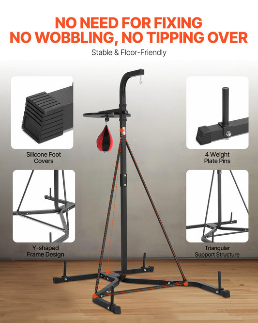 2 In 1 Punching Bag Stand, Steel Heavy Duty Workout Equipment