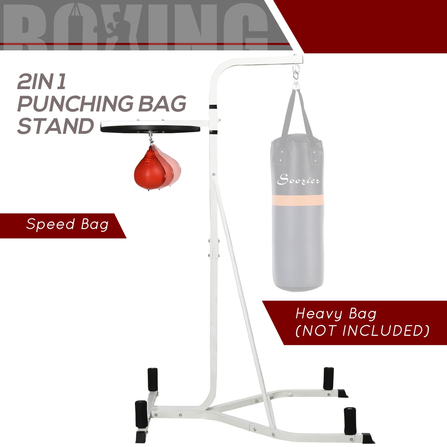 Adjustable Height Heavy Bag Stand with Weighted Base and Speed Bag