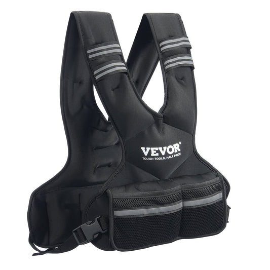 Adjustable Weighted Vest, 11-20lb Weight Vest With 6 Ironsand Weights And Reflective Stripe